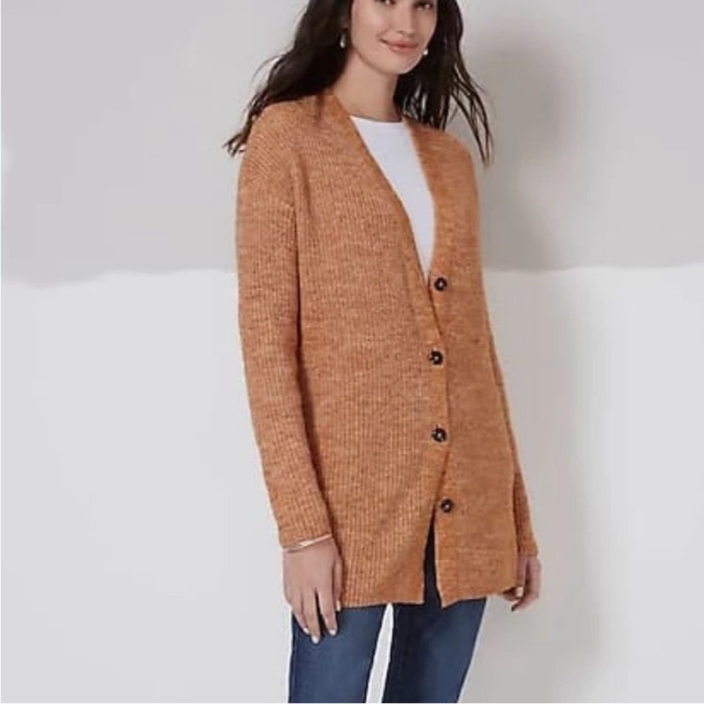 J. Jill Burnt Orange Button-Up Cardigan